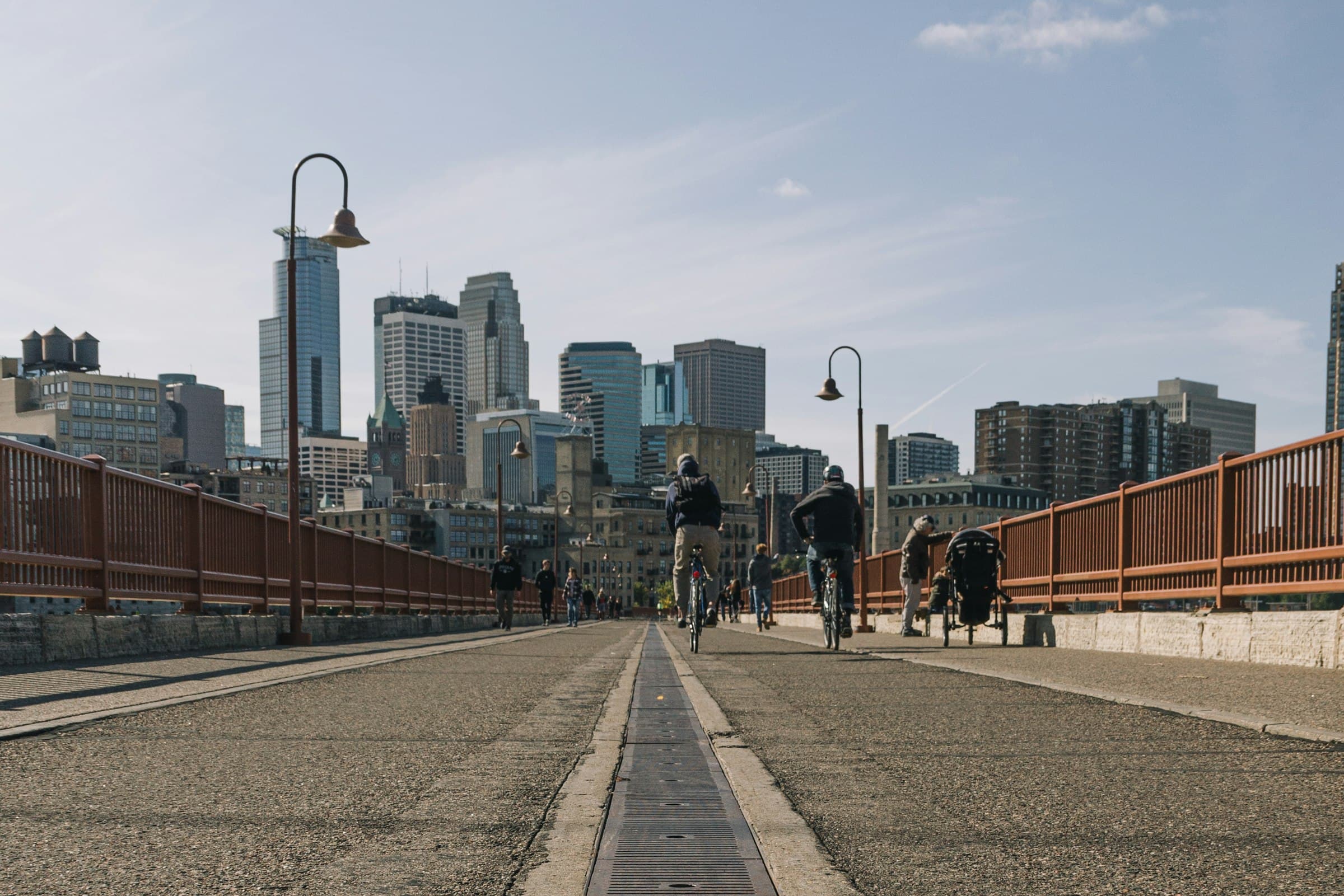 Minneapolis skyline viewed from the Stone Arch Bridge