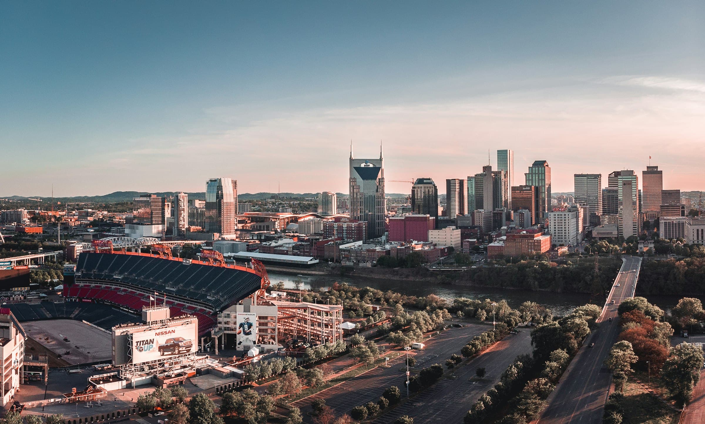 Nashville downtown skyline and the Cumberland River