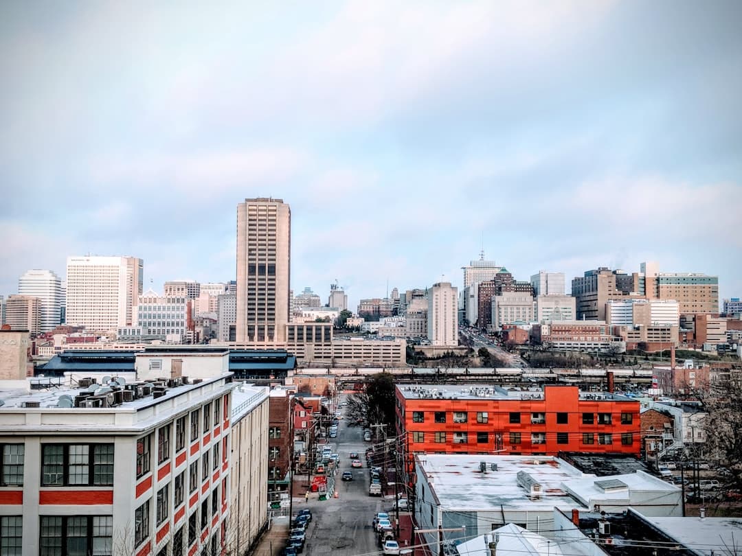 Richmond Virginia downtown skyline along the James River