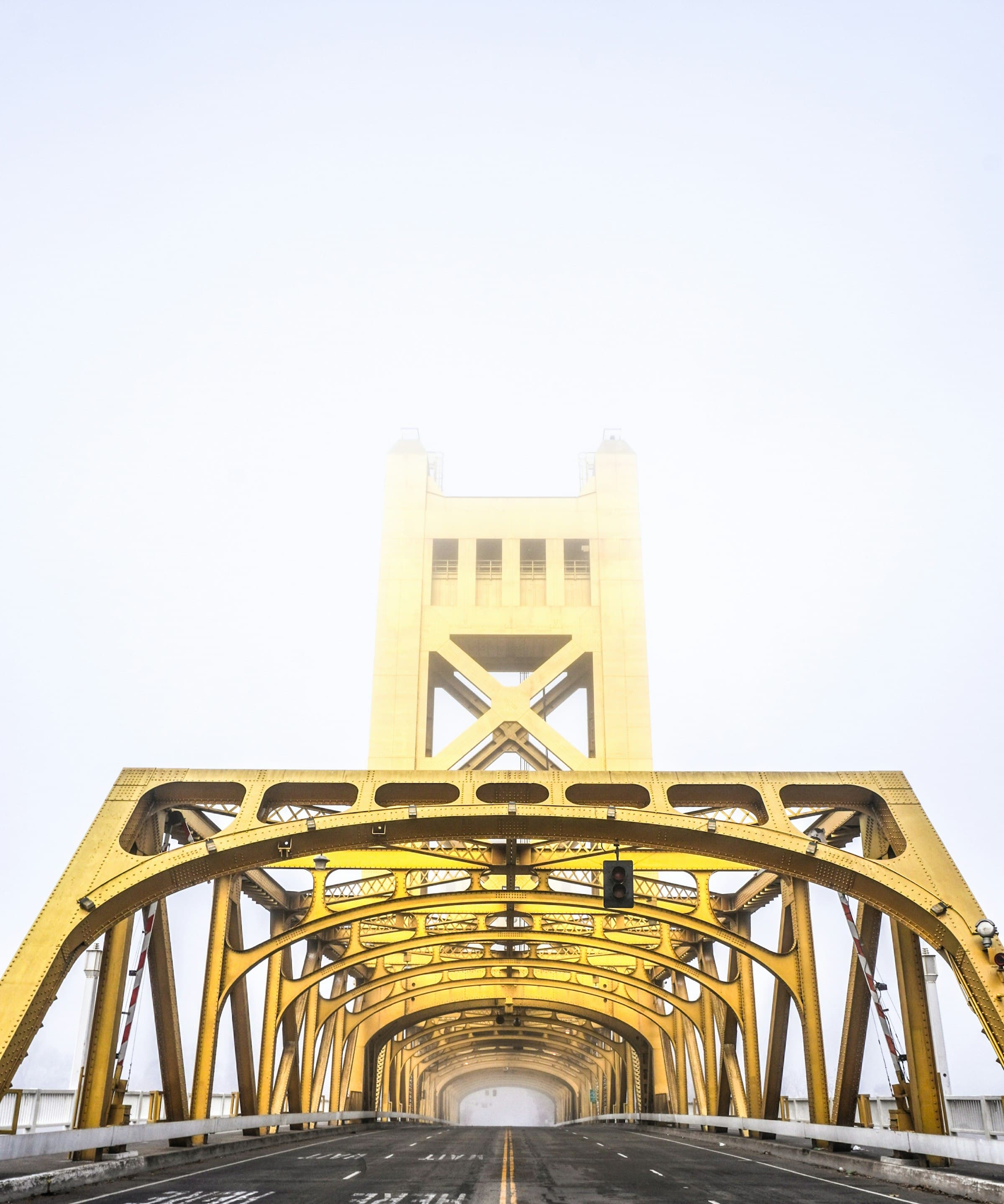Sacramento's golden Tower Bridge with the California State Capitol